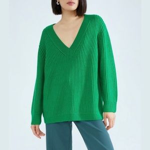 Aritzia Green V-Neck Sweater